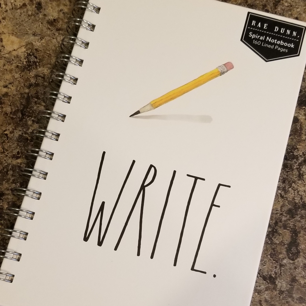 Rae Dunn Write spiral notebook.